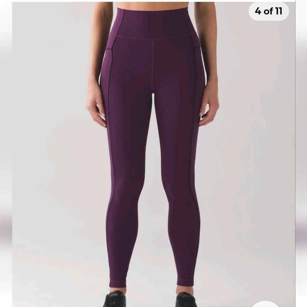 Lululemon Simply Bare Tight Darkest Magenta Sz 4 Nulu High Rise Yoga Full Length - Picture 1 of 6